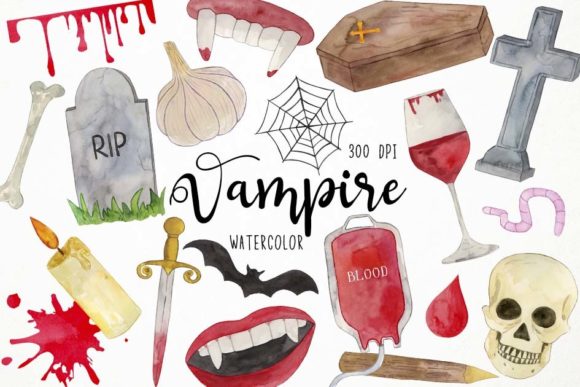 Download Watercolor Vampire Clipart, Gothic - Vampire clipart Collection