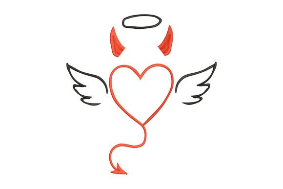 Download Angel Wings Devil Horns Heart Outline - Devil Collection