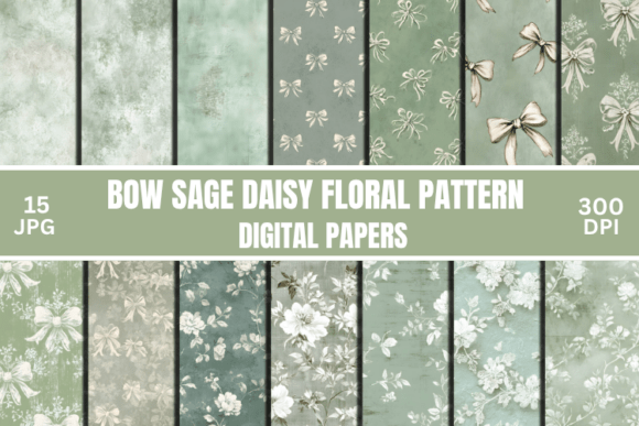 Download Bow Sage Daisy Floral Digital Pattern - Premium Resources